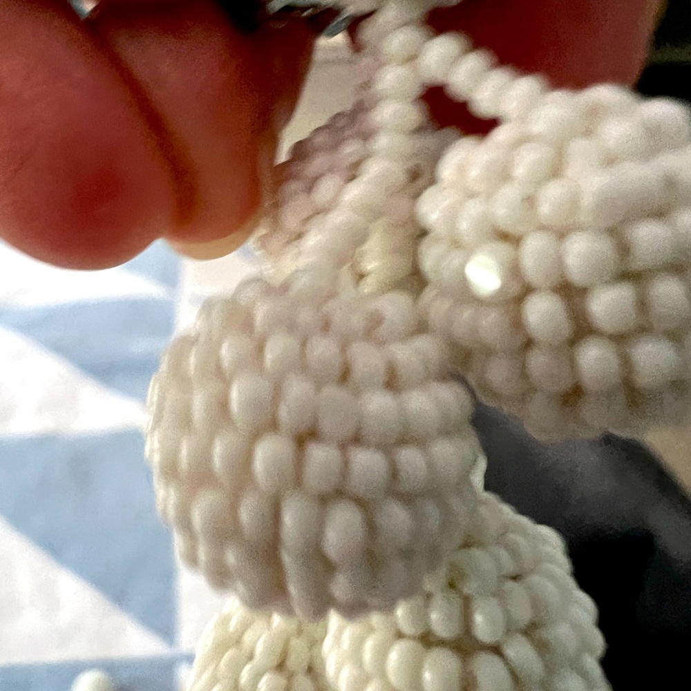 Neiman Marcus White Beaded Statement Earrings - image 2